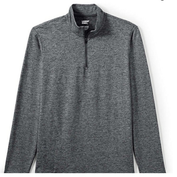 Lands End Men's size XL half zip charcoal gray fleece long sleeve pullover - Picture 2 of 10